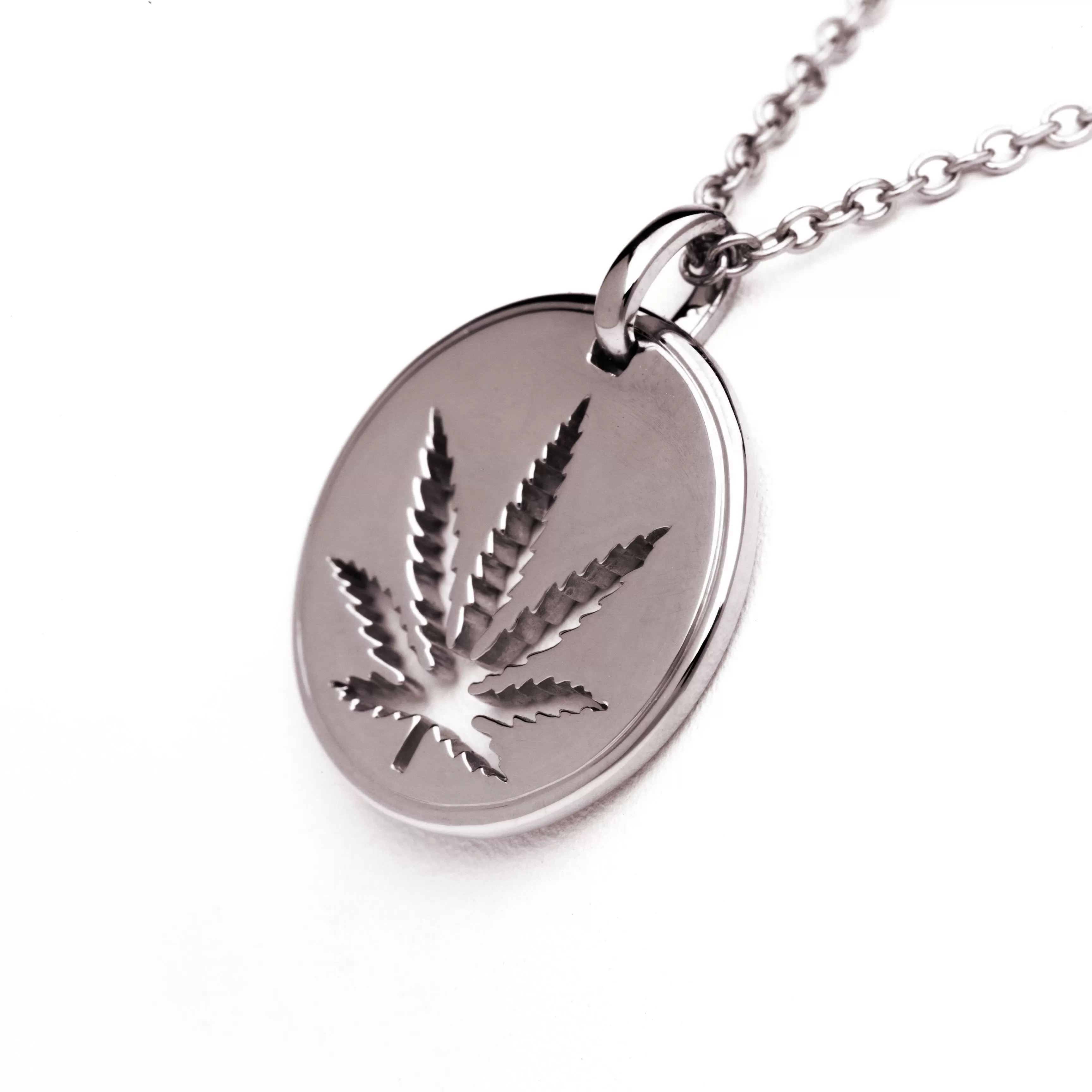 Gold Sativa Leaf Cutout Disc Pendant