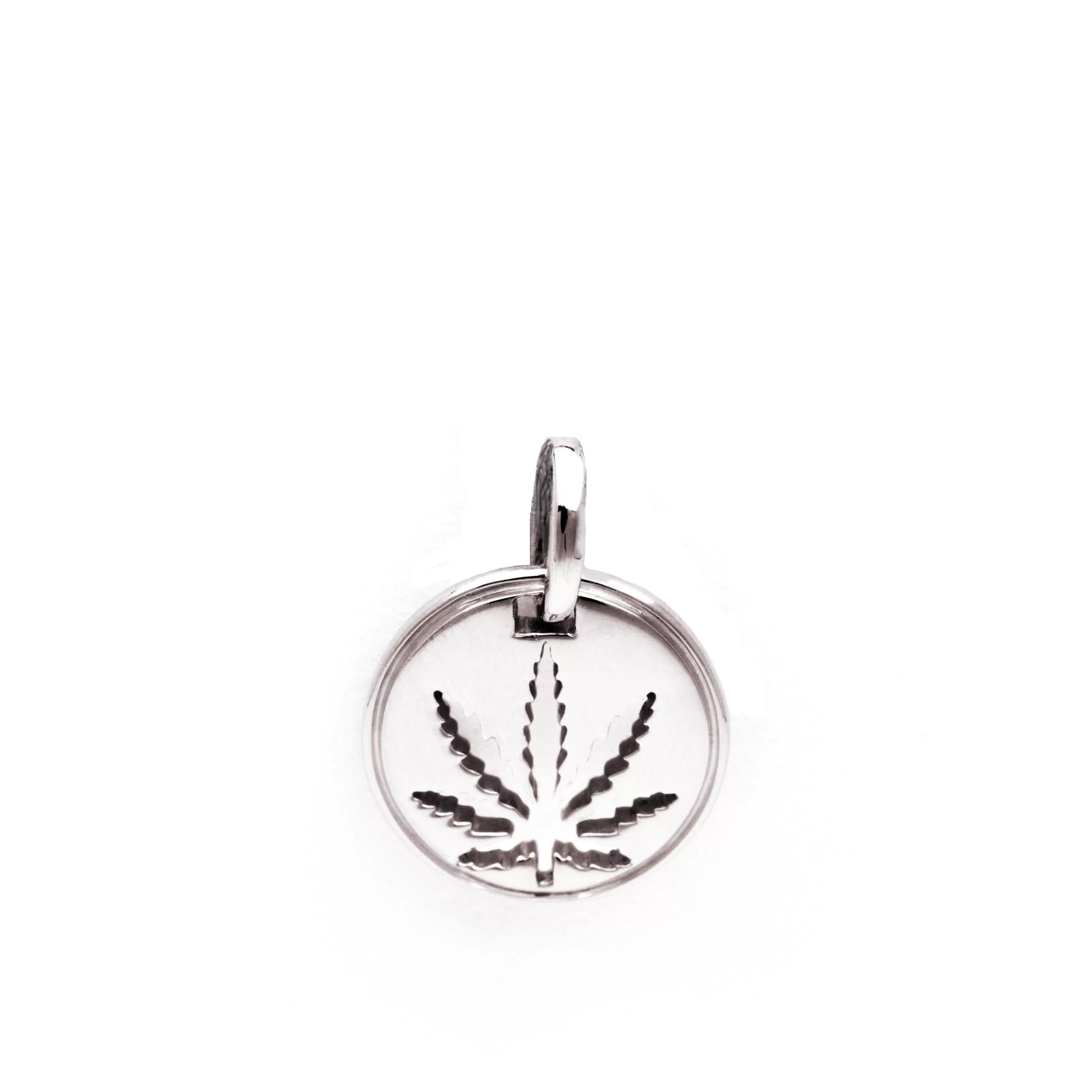 Gold Sativa Leaf Cutout Disc Pendant