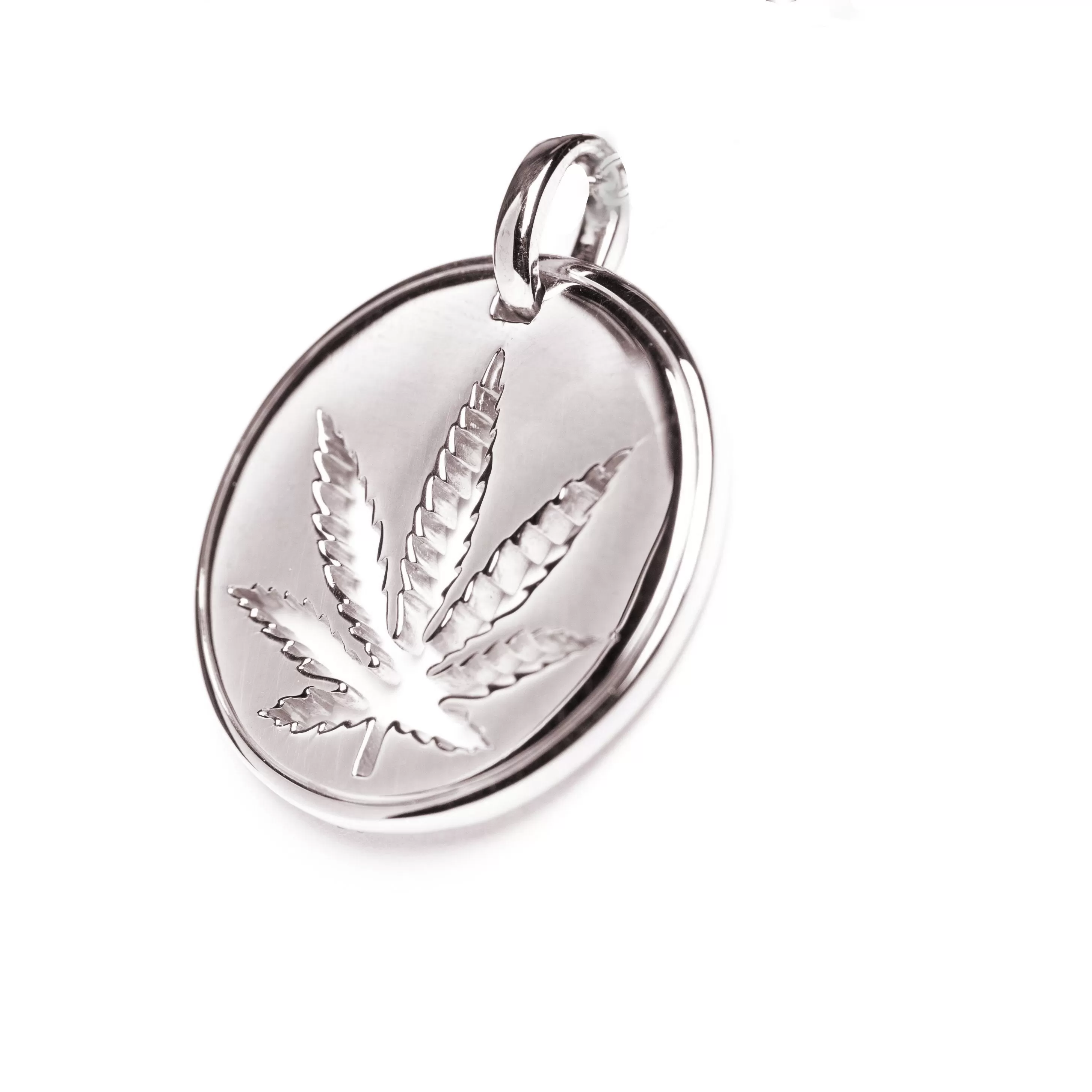 Gold Sativa Leaf Cutout Disc Pendant