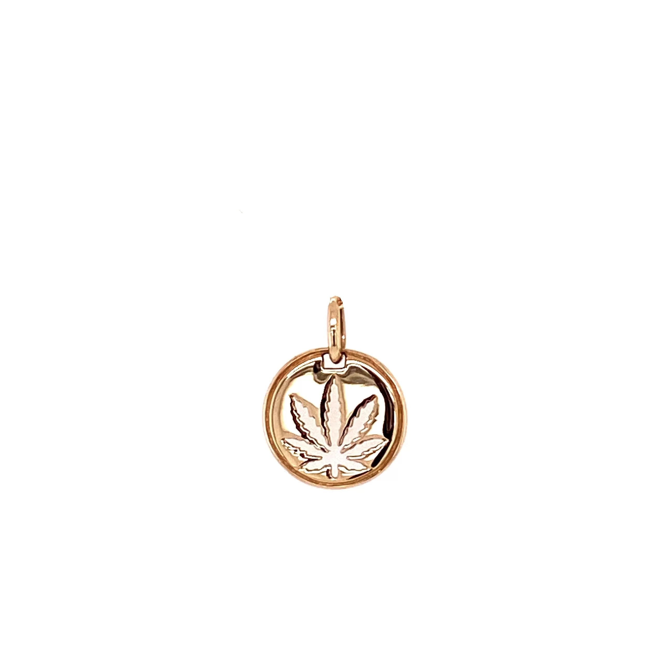 Gold Sativa Leaf Cutout Disc Pendant