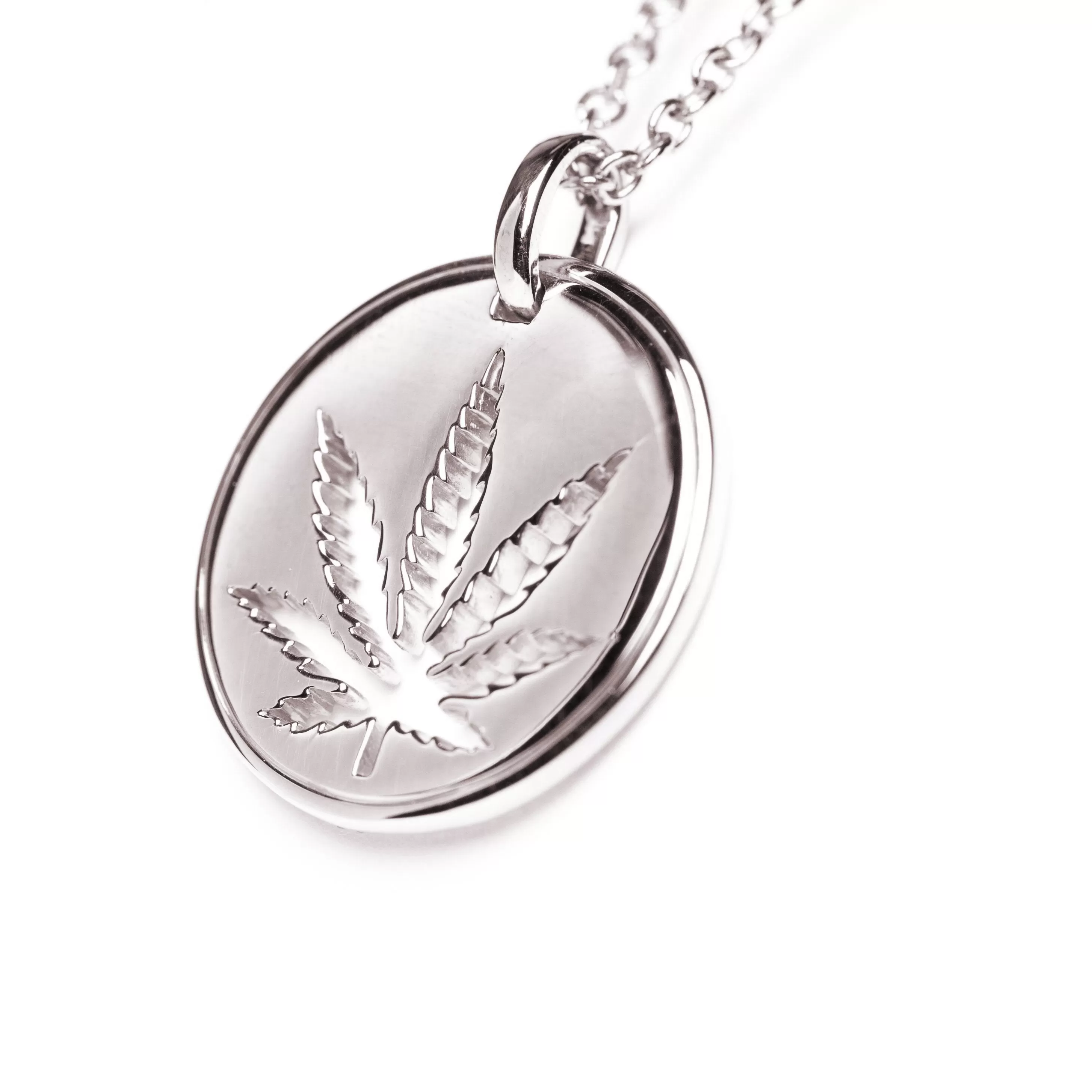 Gold Sativa Leaf Cutout Disc Pendant