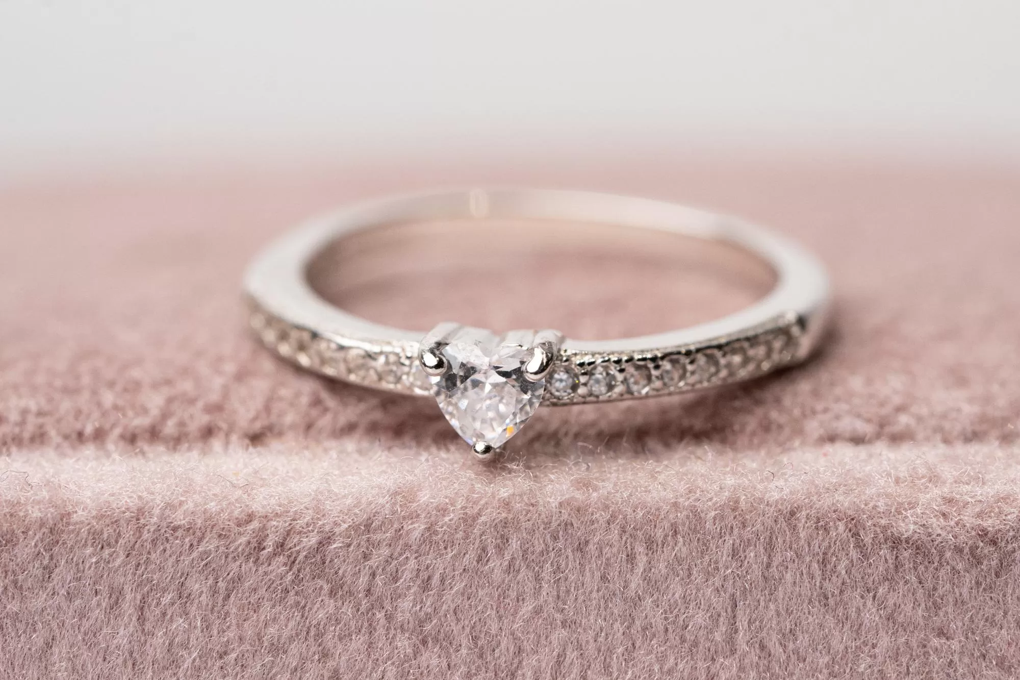 Heart Shape Diamond Engagement Ring,Thin Gold Ring