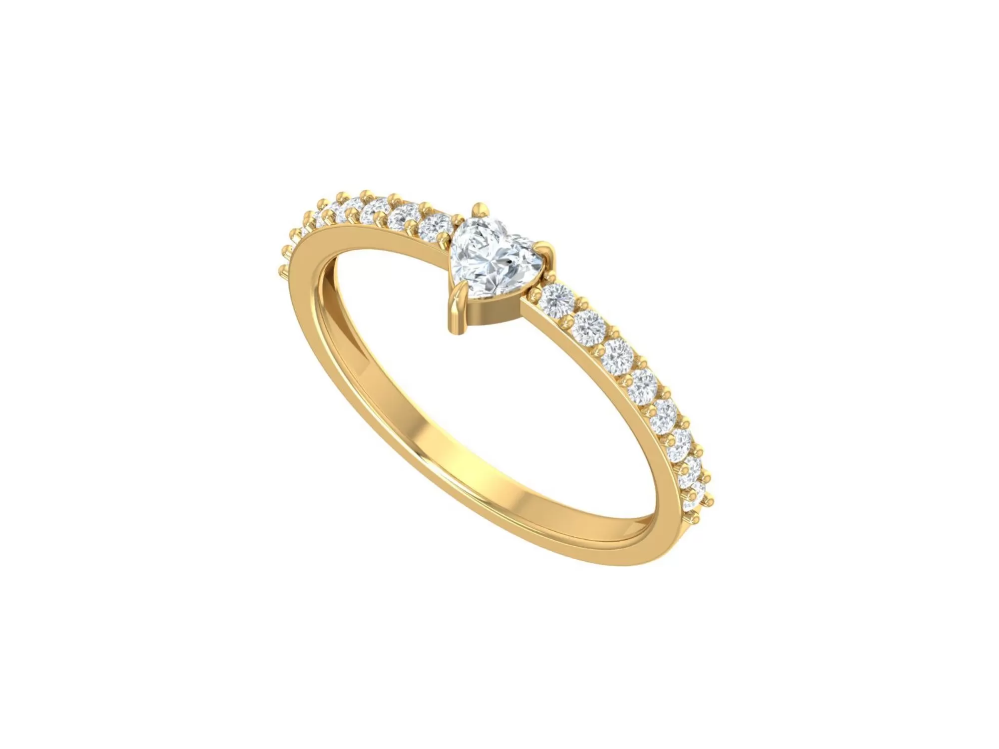 Heart Shape Diamond Engagement Ring,Thin Gold Ring