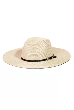 Ivory Straw Braided Belt Strap Fashion Hat