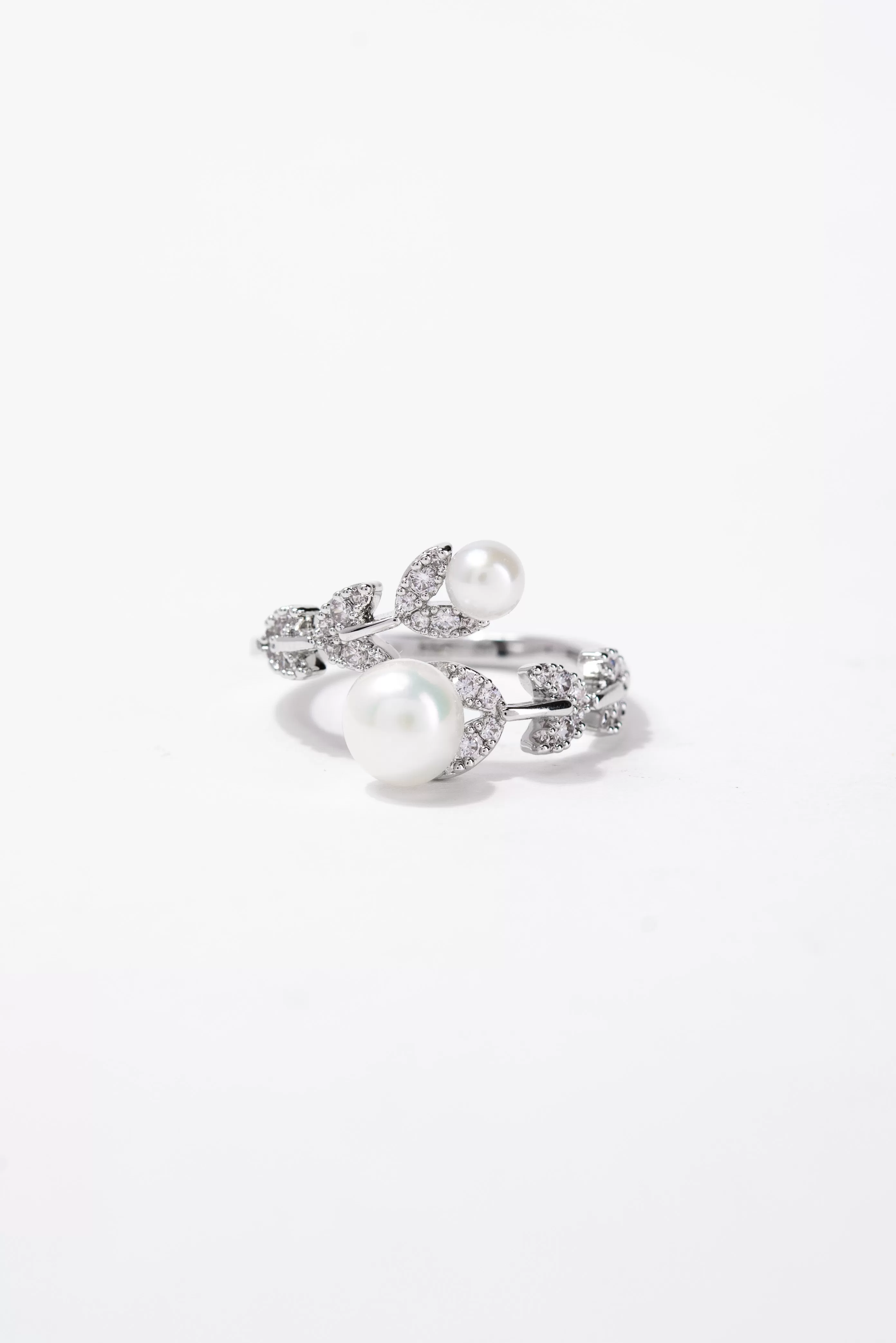 Jeni Double Pearl Vine CZ Rhinestone Ring