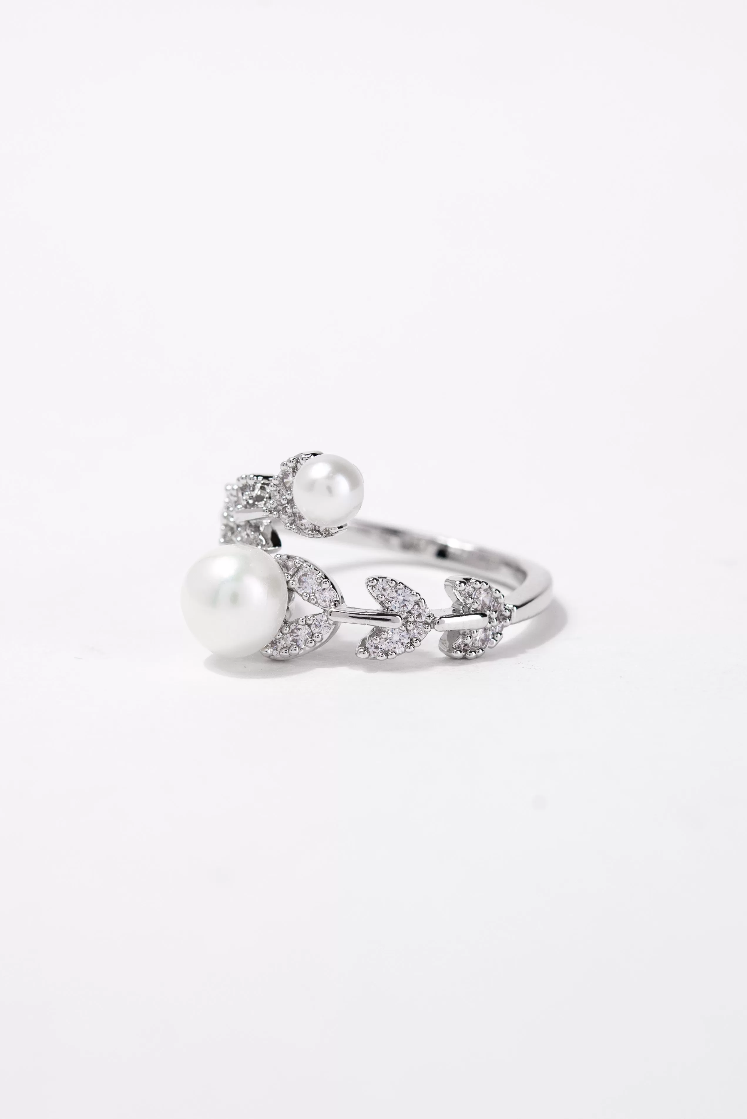 Jeni Double Pearl Vine CZ Rhinestone Ring