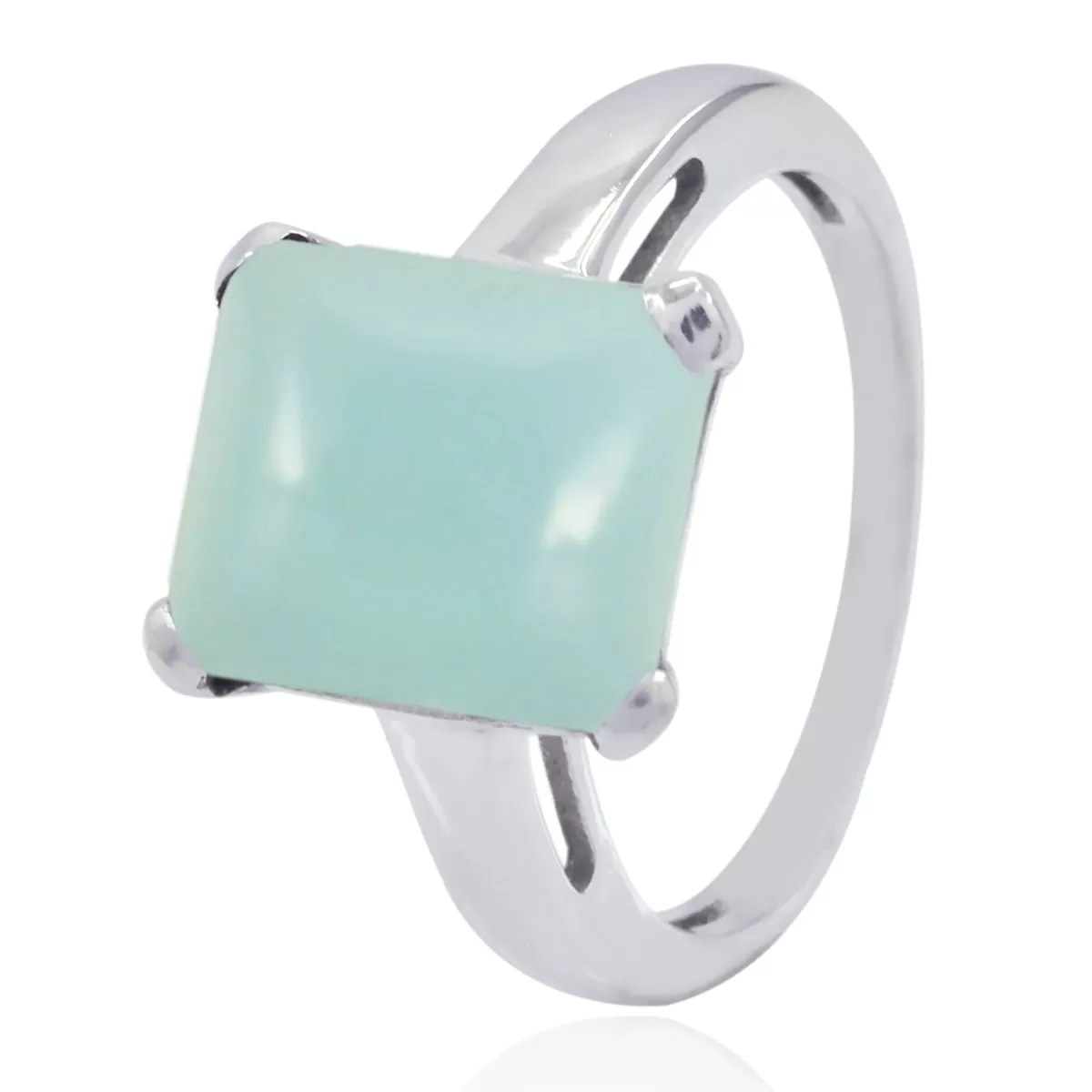 Junoesque Stone Aqua Chalcedony Solid Silver Ring Grandmother Jewelry