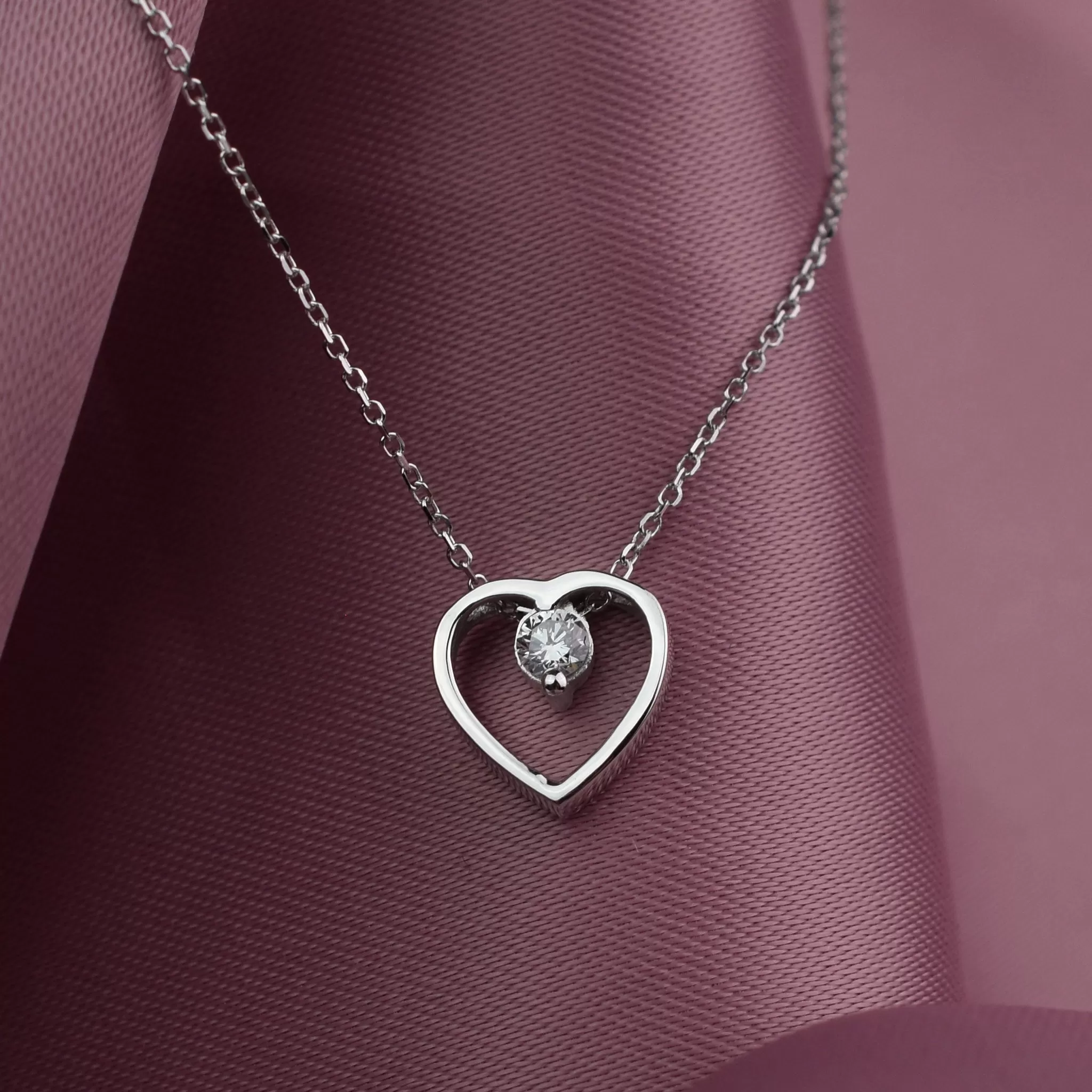 Lab Created Diamond Heart Necklace