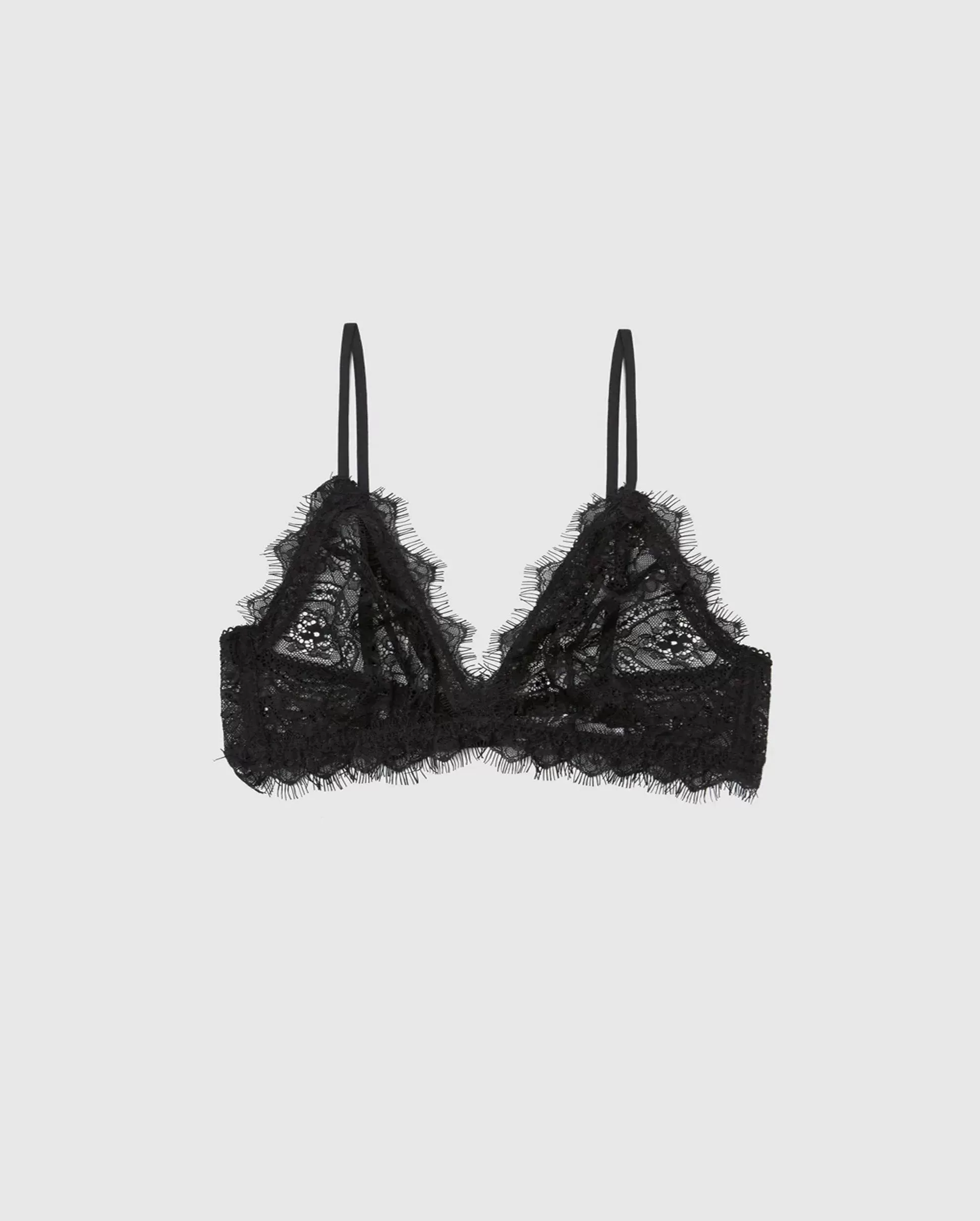 LACE BRA WITH TRIM / BLACK