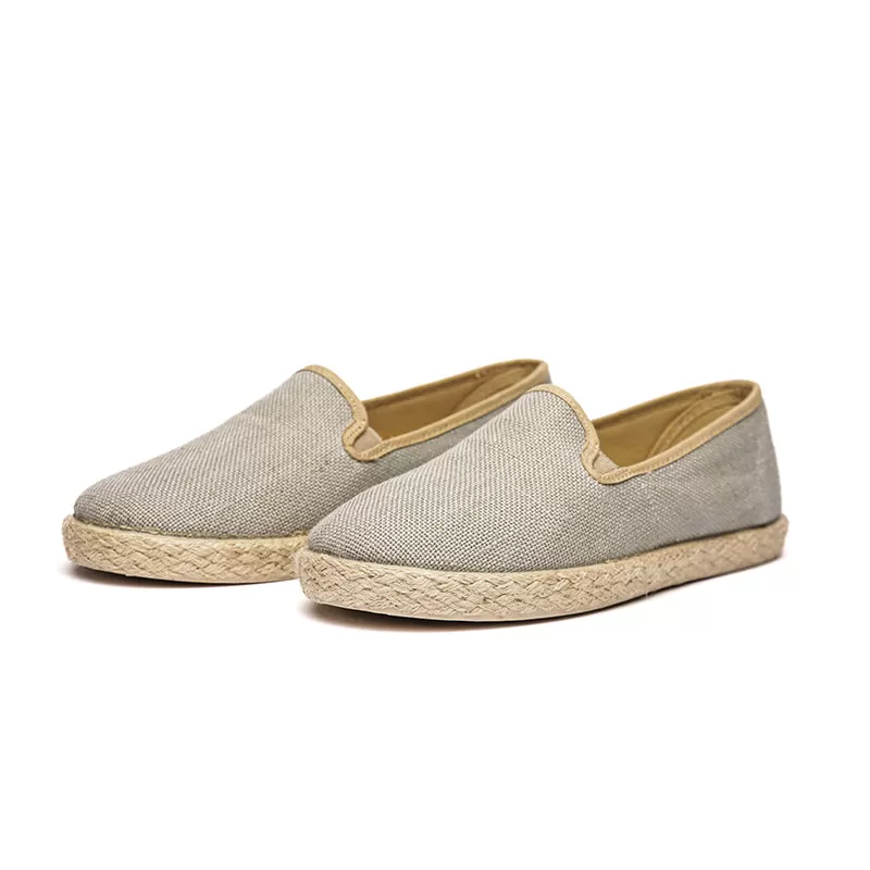 Linen Yute Slip-on Sneakers in Light Grey