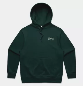 Lngsam Run Club Embroidered Logo Hooded Sweatshirt in Pine Green