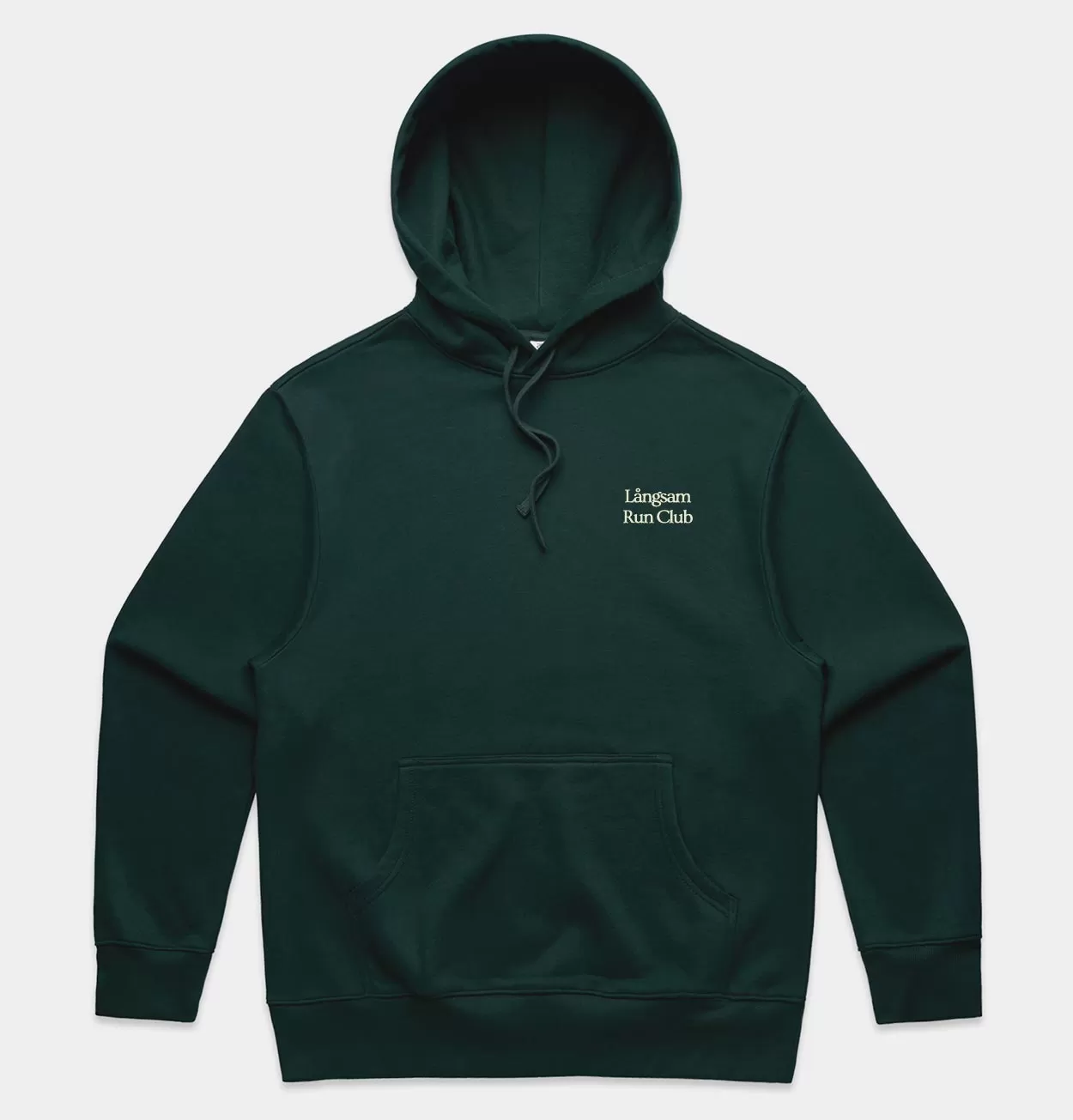 Lngsam Run Club Embroidered Logo Hooded Sweatshirt in Pine Green