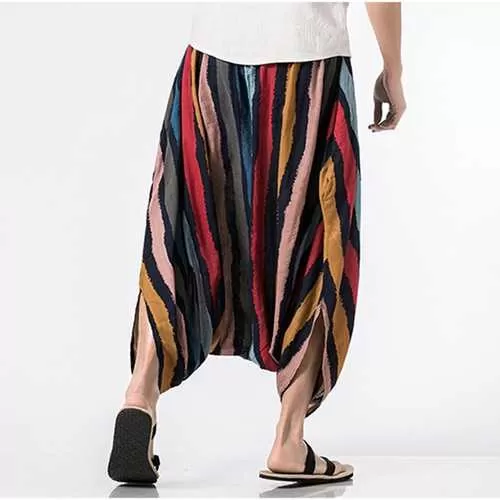 Mens 100% Cotton Crotch Wide Leg Pants