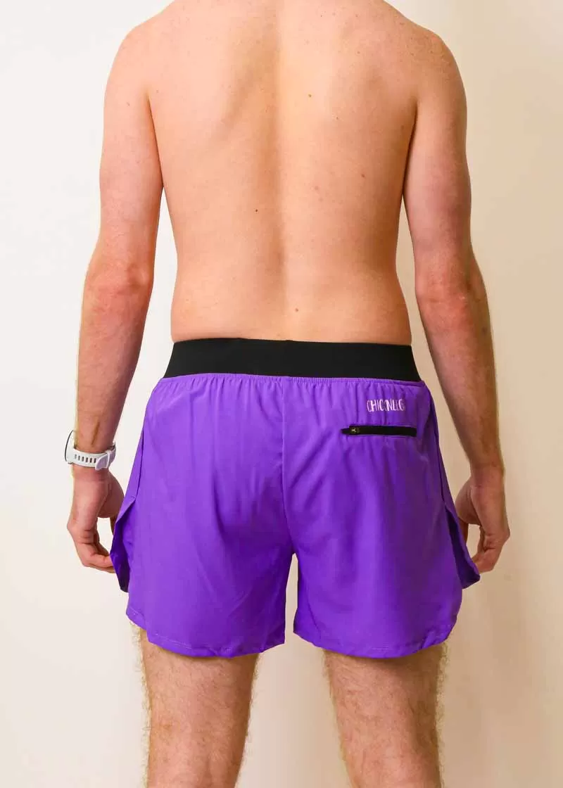 Men's Purple 4" Half Split Shorts