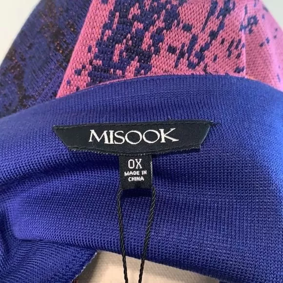 Misook NWTpink blue print long knit jacket