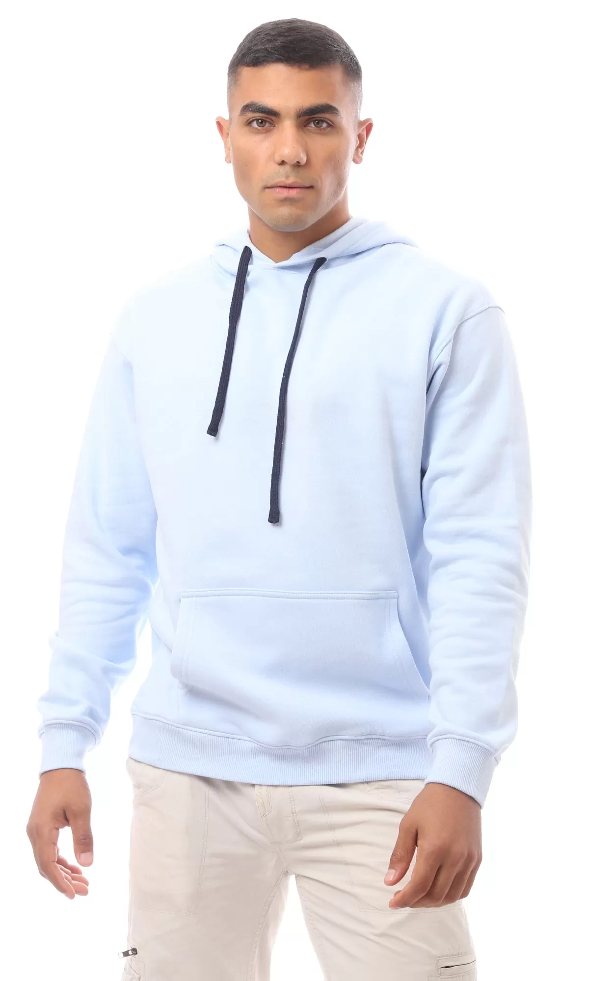 O172344 Slip On Light Blue Cotton Hoodie