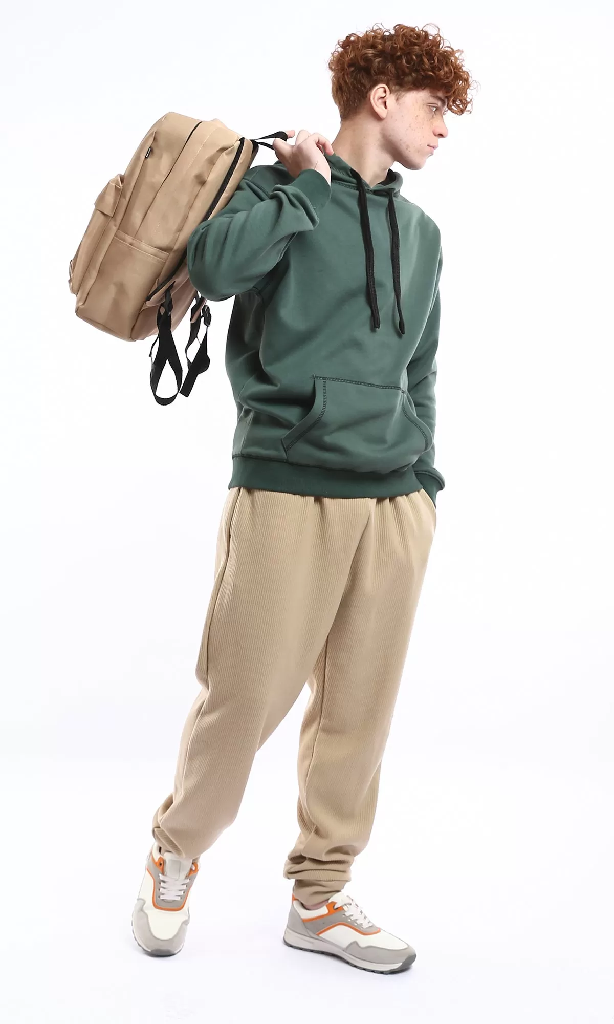 O175989 Hunter Green Slip On Relaxed Hoodie With Front Pocket