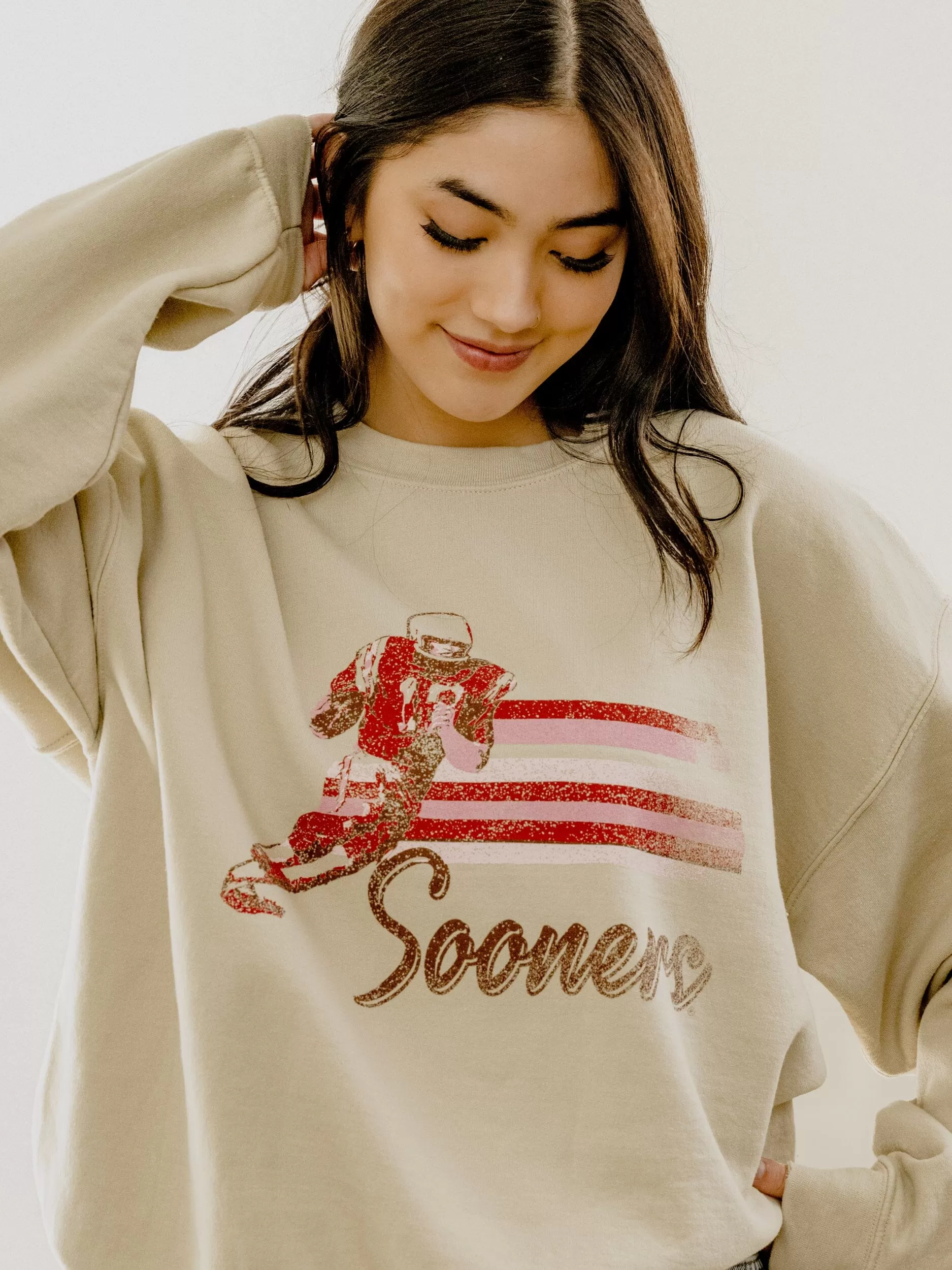 OU Sooners Mono QB Sand Thrifted Sweatshirt