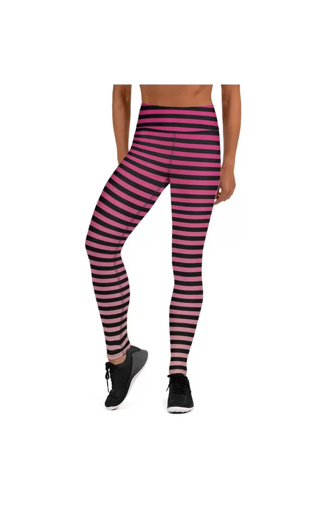 Pink Gradient & Stripes Yoga Leggings