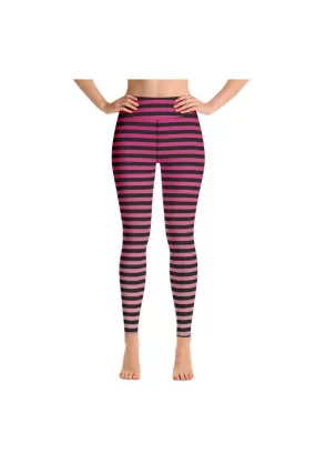 Pink Gradient & Stripes Yoga Leggings