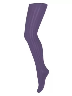 Purple Cotton Rib Kids Tights