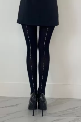 Rhinestone Accent Opaque Tights