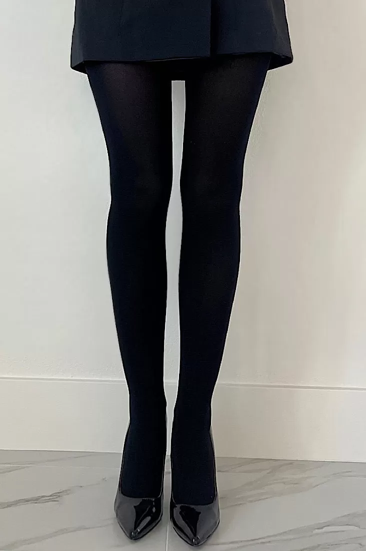 Rhinestone Accent Opaque Tights