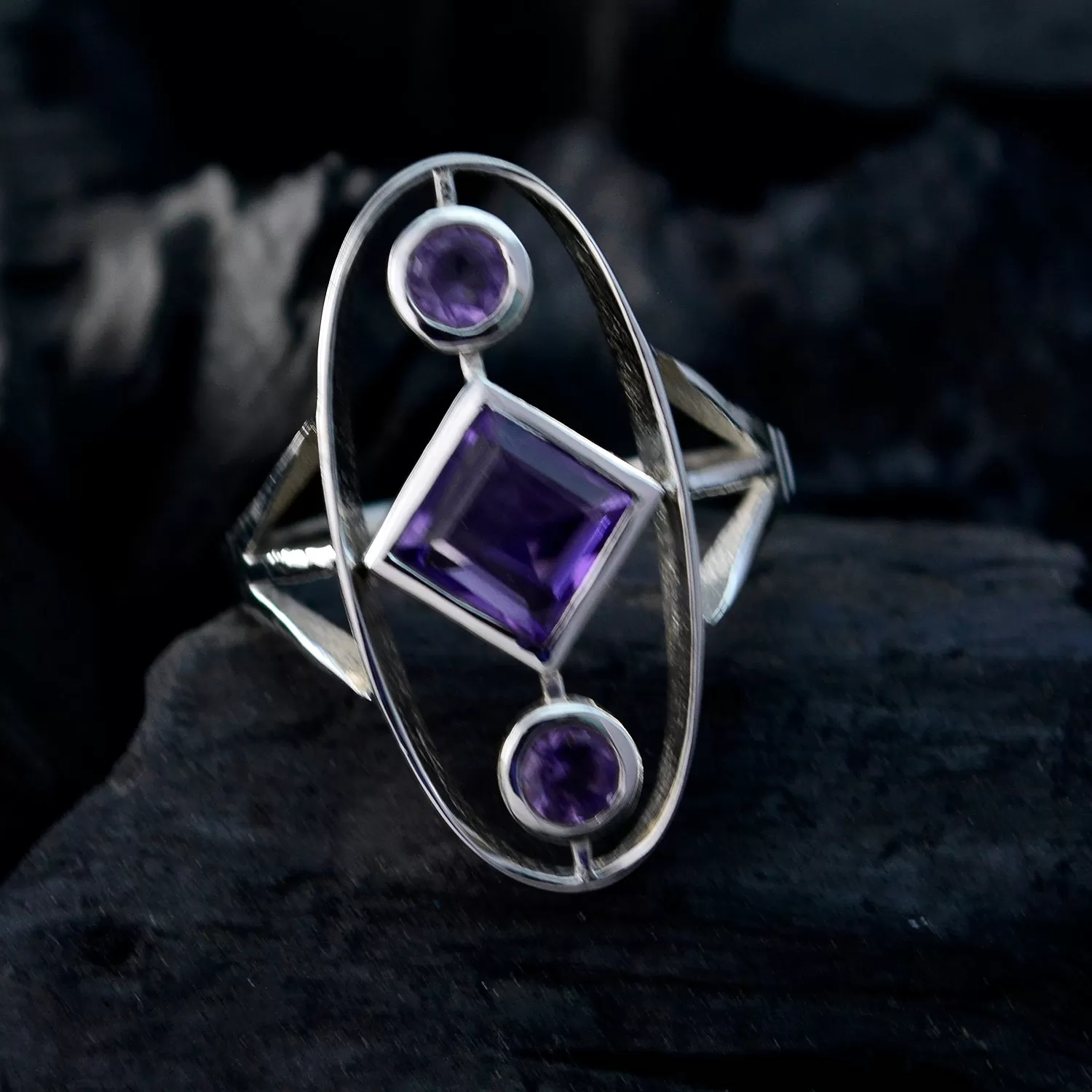 Riyo Bewitching Gems Amethyst 925 Sterling Silver Rings Fake Jewelry