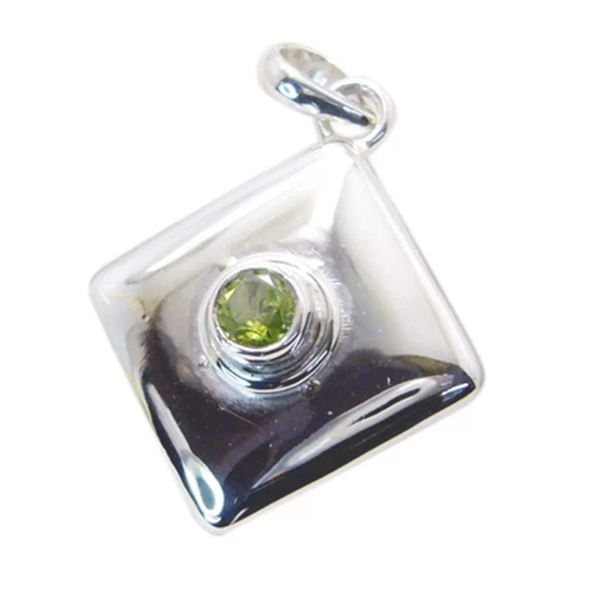 Riyo Charming Gems Round Faceted Green Peridot Silver Pendant Gift For Sister