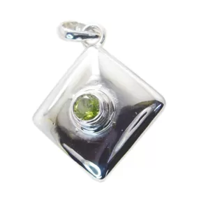 Riyo Charming Gems Round Faceted Green Peridot Silver Pendant Gift For Sister