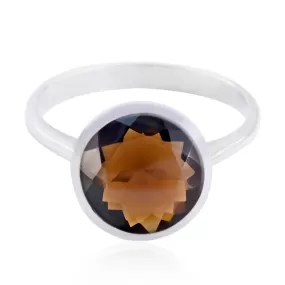 Riyo Fine-Looking Gem Smoky Quartz 925 Silver Ring Jewelry Quotes