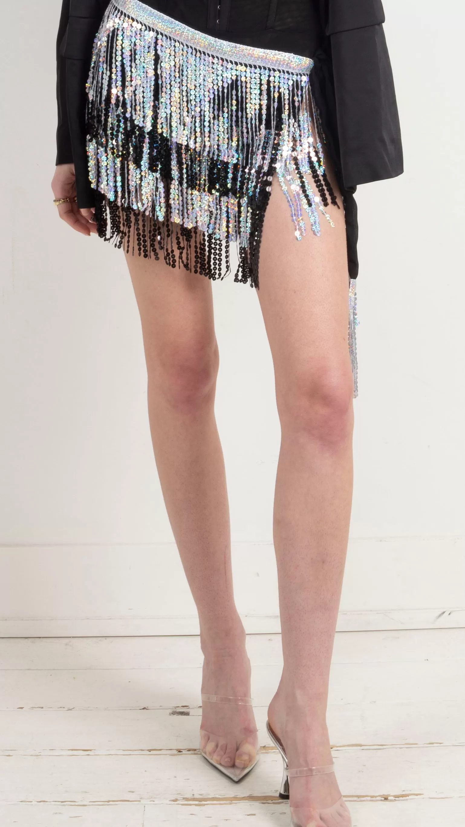 Solange Sequin Mini Skirt - Silver