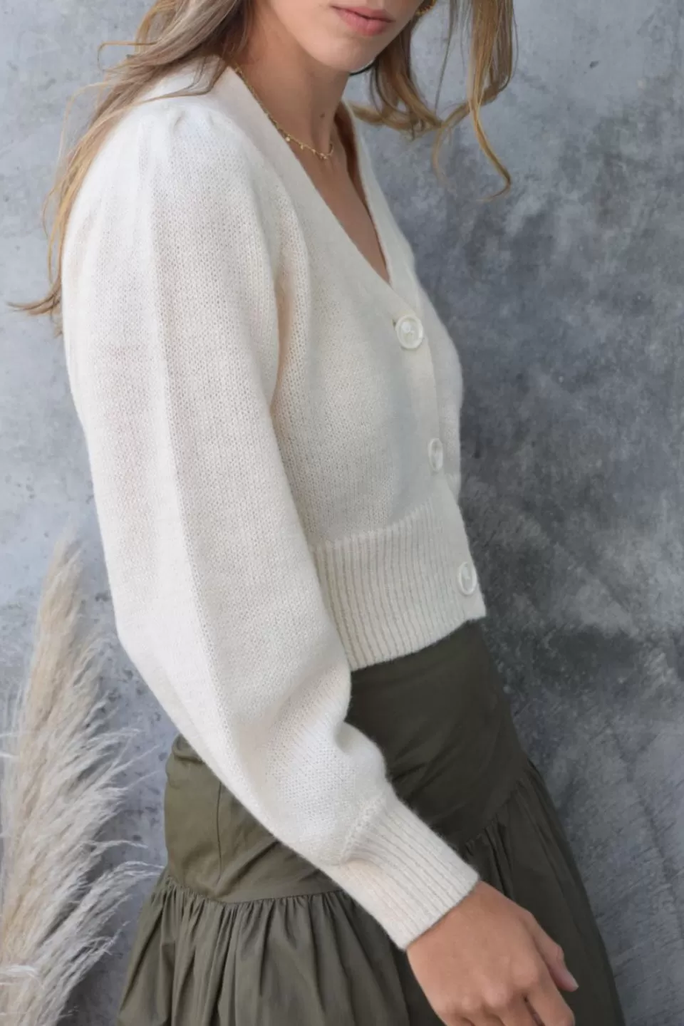 Spirited Ivory Mohair Blend Balloon Knit Cardigan