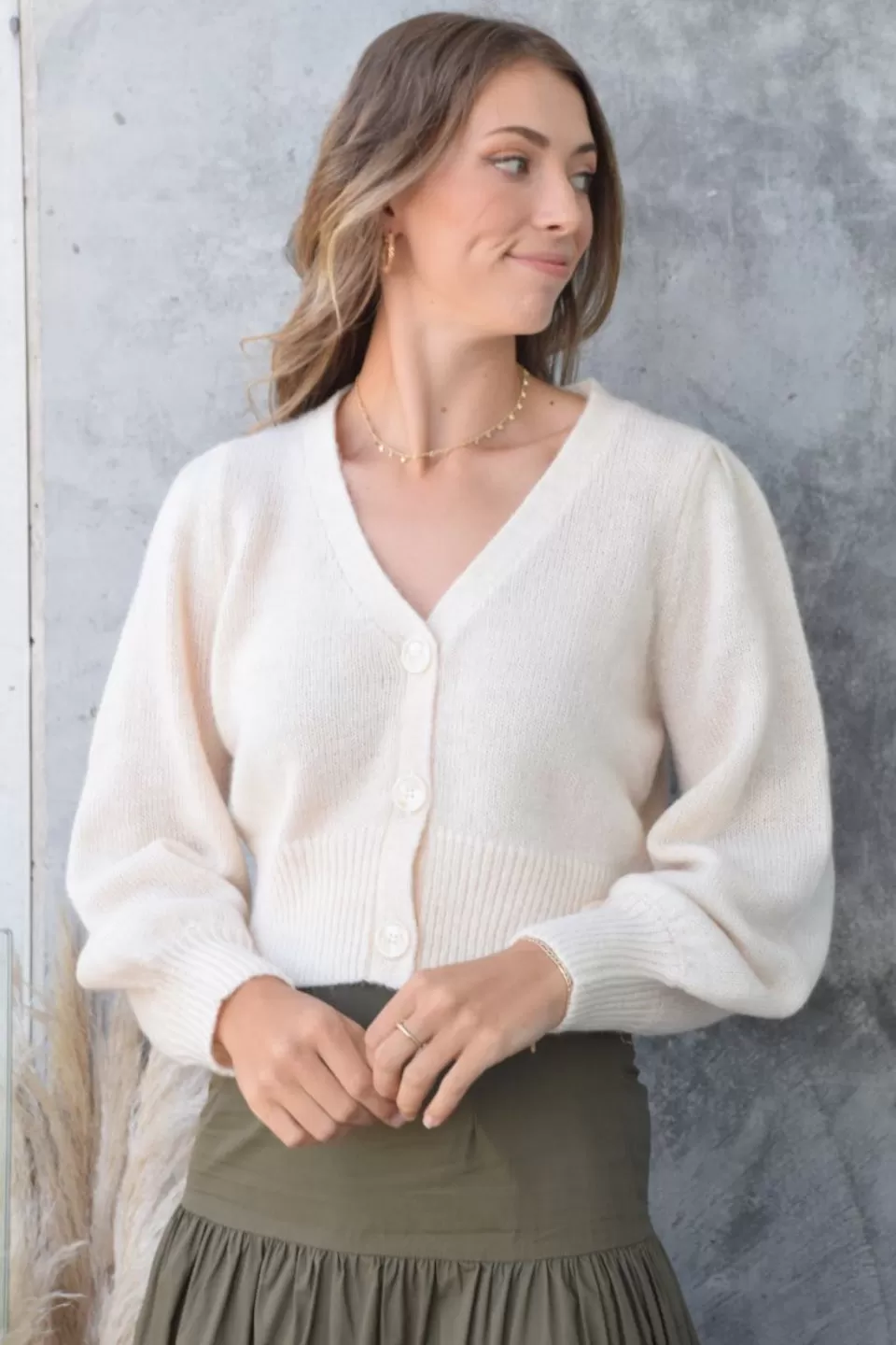 Spirited Ivory Mohair Blend Balloon Knit Cardigan