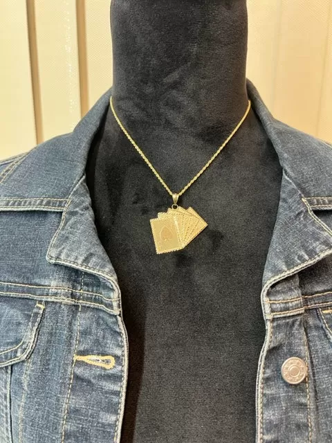 Straight Flush Pendant - 10K Yellow Gold