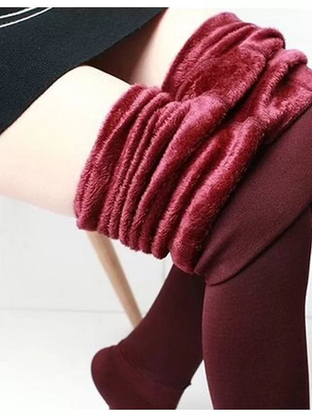 Ultra-Warm Fleece Lined Leggings for Women in Black and Wine