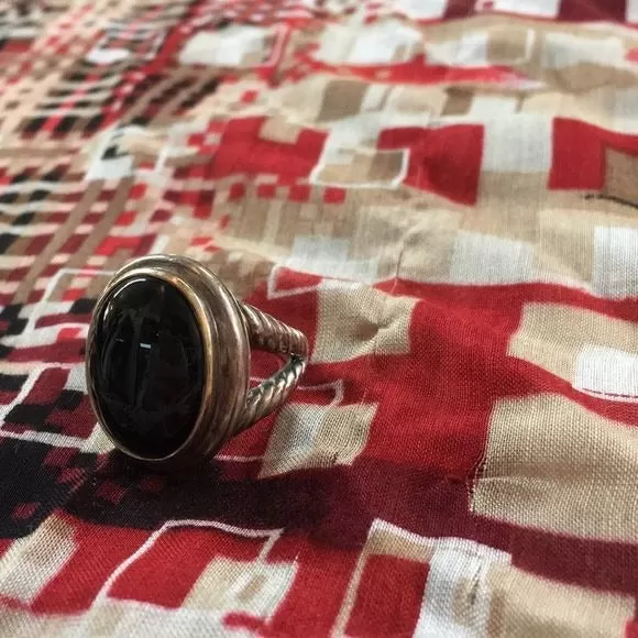 Vintage14KGold Onyx & Sterling Silver Ring