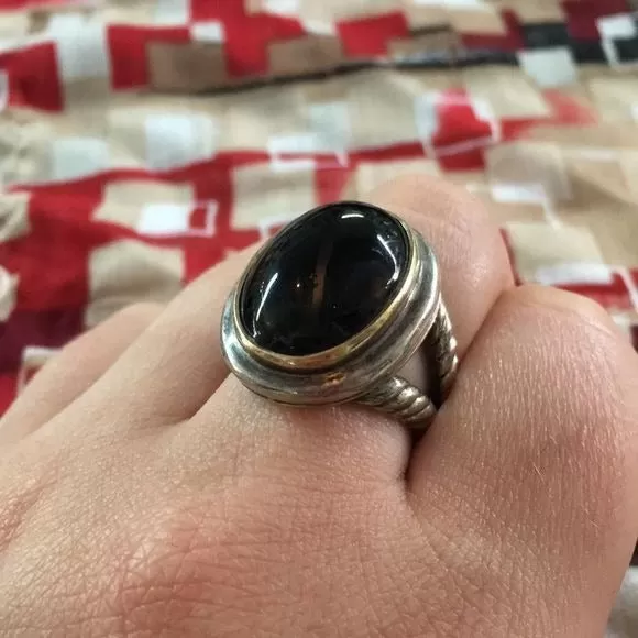 Vintage14KGold Onyx & Sterling Silver Ring