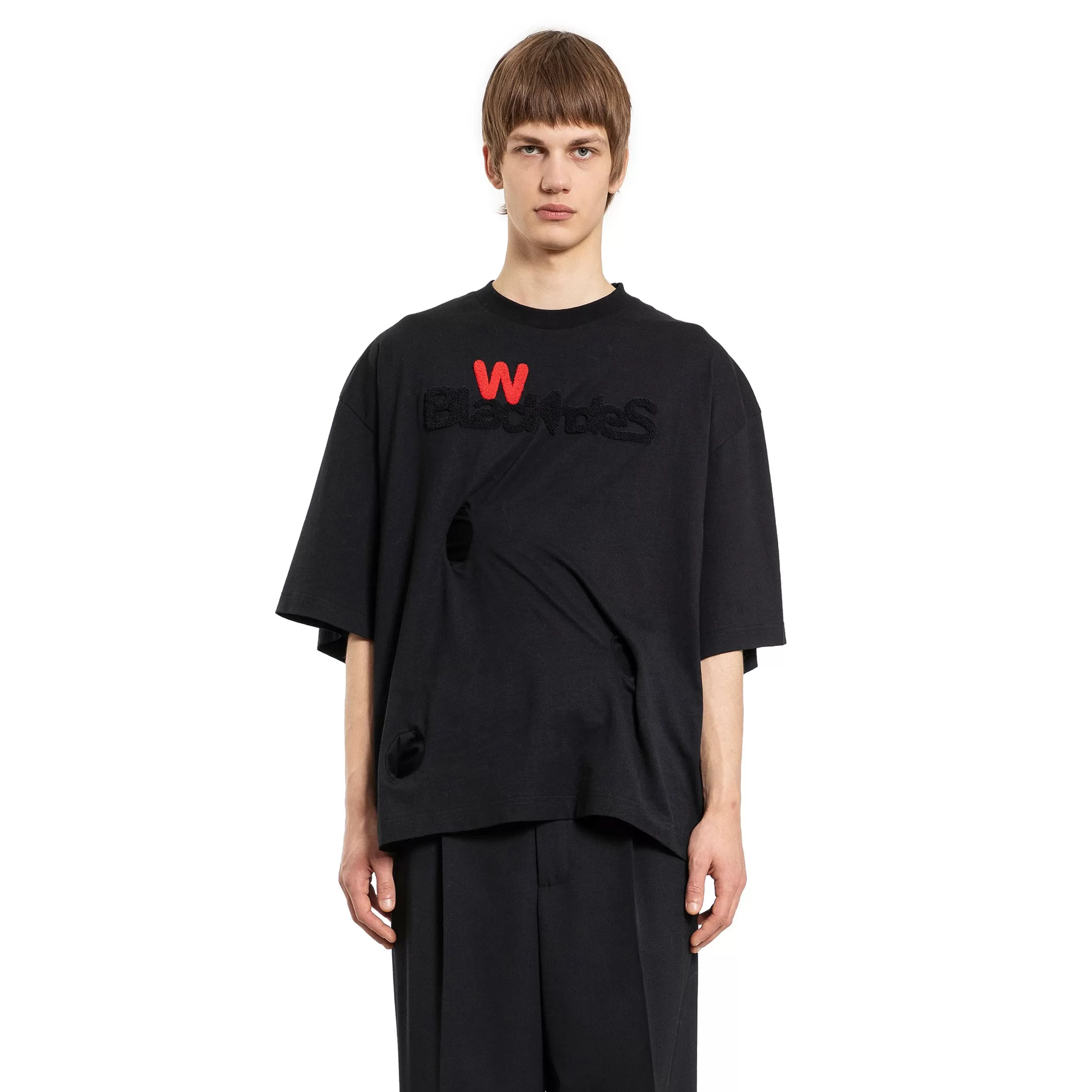 WALTER VAN BEIRENDONCK MAN BLACK T-SHIRTS & TANK TOPS