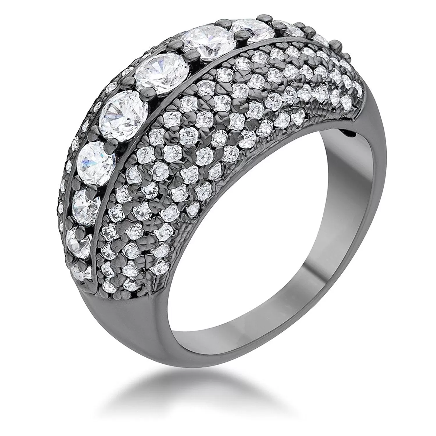 WildKlass 1.5ct CZ Hematite Contemporary Cocktail Ring