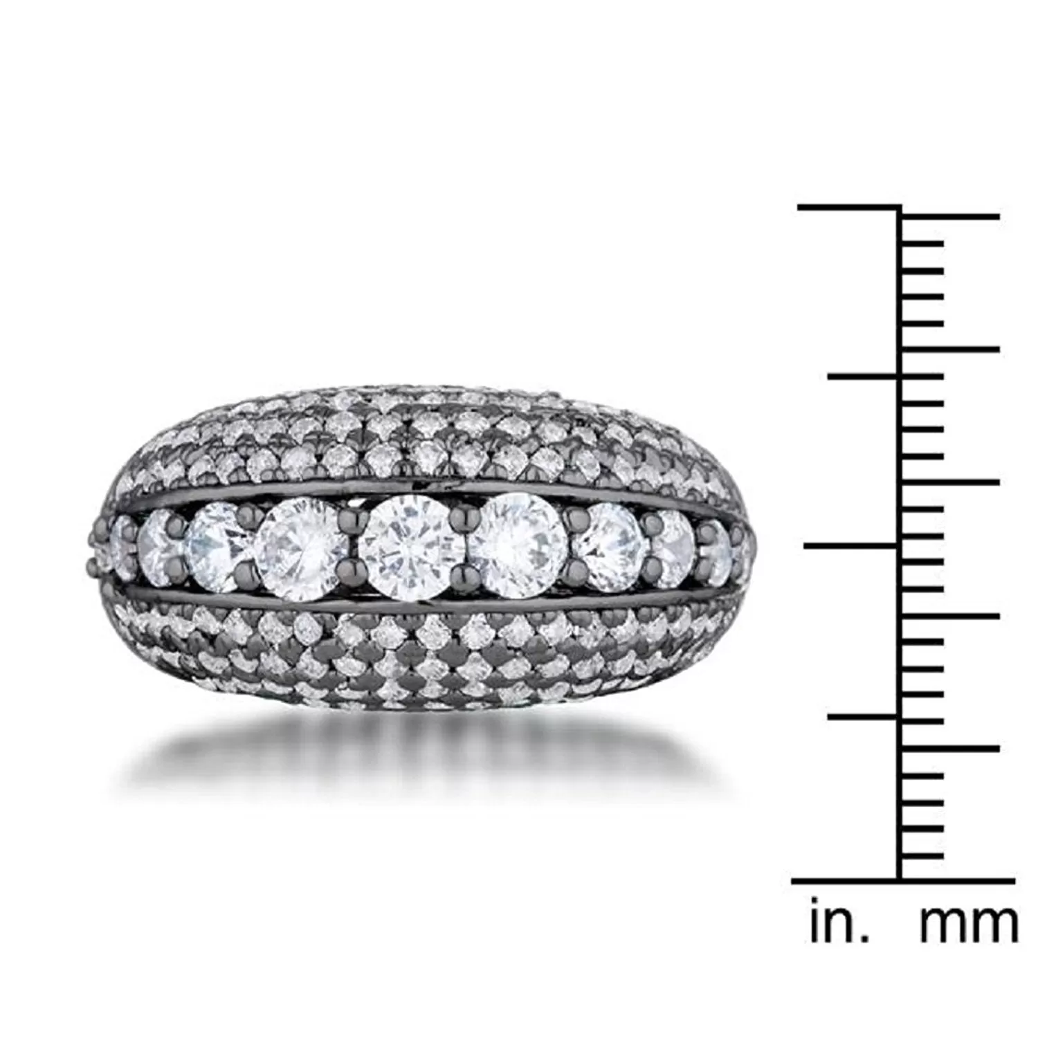 WildKlass 1.5ct CZ Hematite Contemporary Cocktail Ring