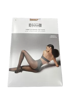 Wolford Luxury Nude Tummy 20 Control Top Shape Wear Tights UK XL