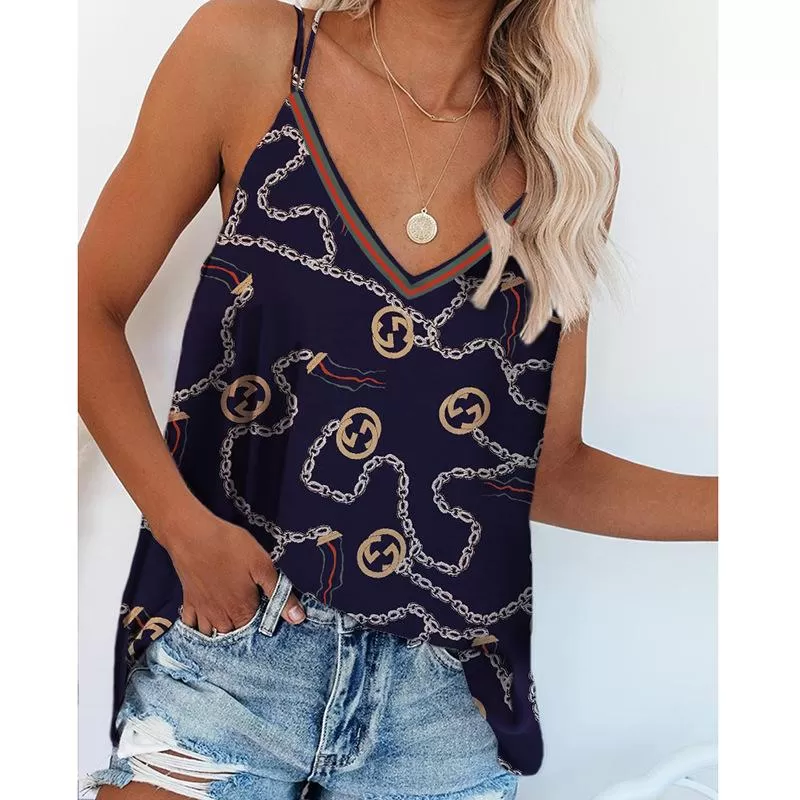 Women Chain Printed Sleeveless Tops