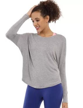 yogastudio Batwing Tunic Tops heathergray_yogastudio